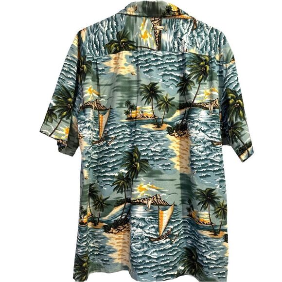 Aloha Republic Men’s Hawaiian Button Up Camp Shirt Diamond Head Cotton Size L - Picture 4 of 10